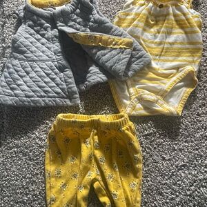 Carter's Gray Vest and Yellow Outfit Set